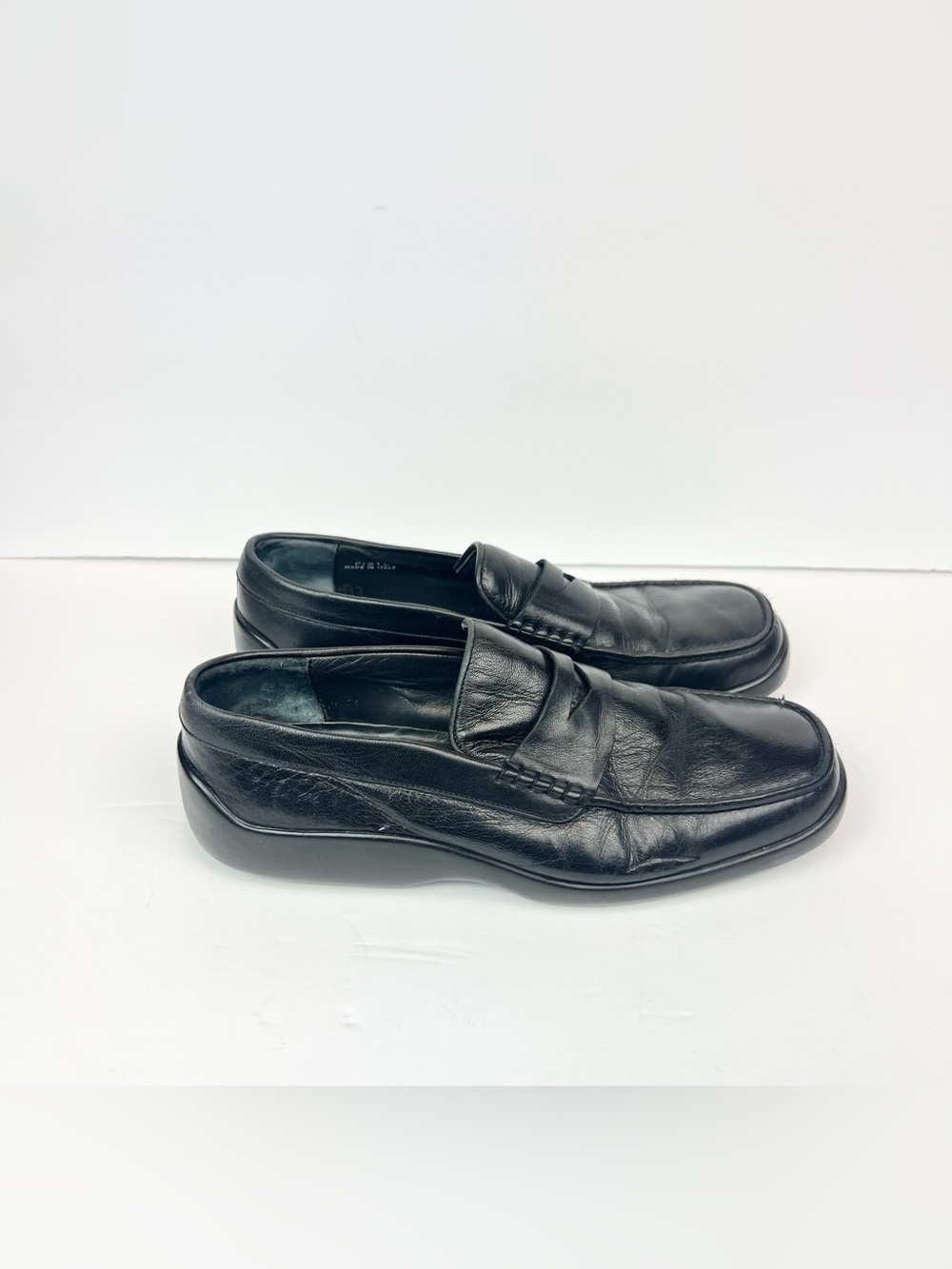 BALLY FISTO MENS PENNY LOAFER SIZE 8D BLACK NAPA LEATHER SLIP ON MADE IN ITALY